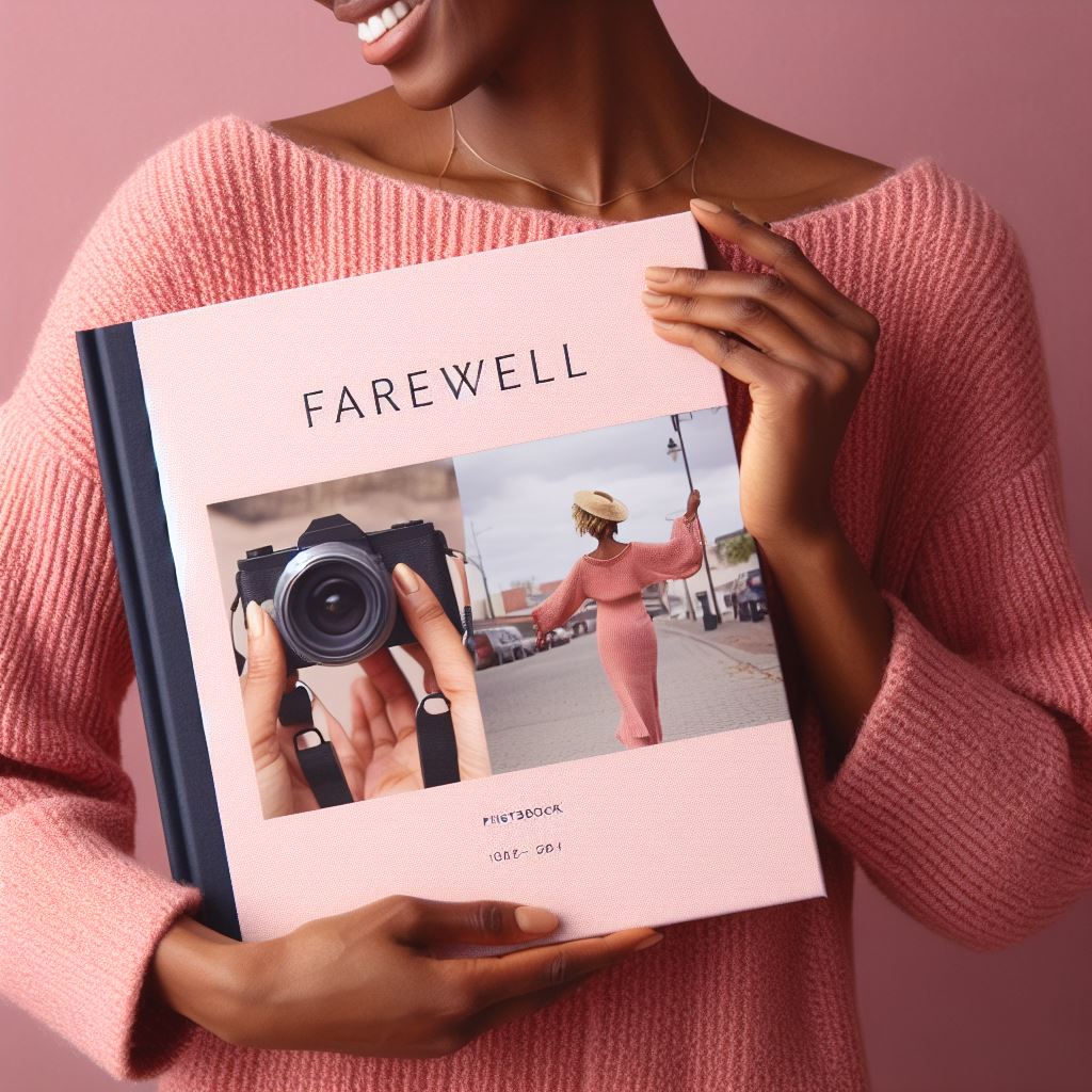 Final sample of a farewell booklet hold by woman
